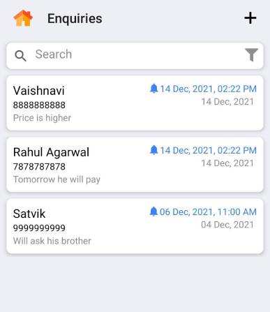 enquiries screen